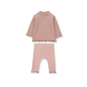 1  IN THE FAMILY ROSE TURTLENECK RUFFLED SET