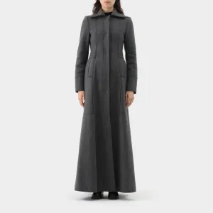 Alberta Ferretti Wool Top Stitch Full Length Coat