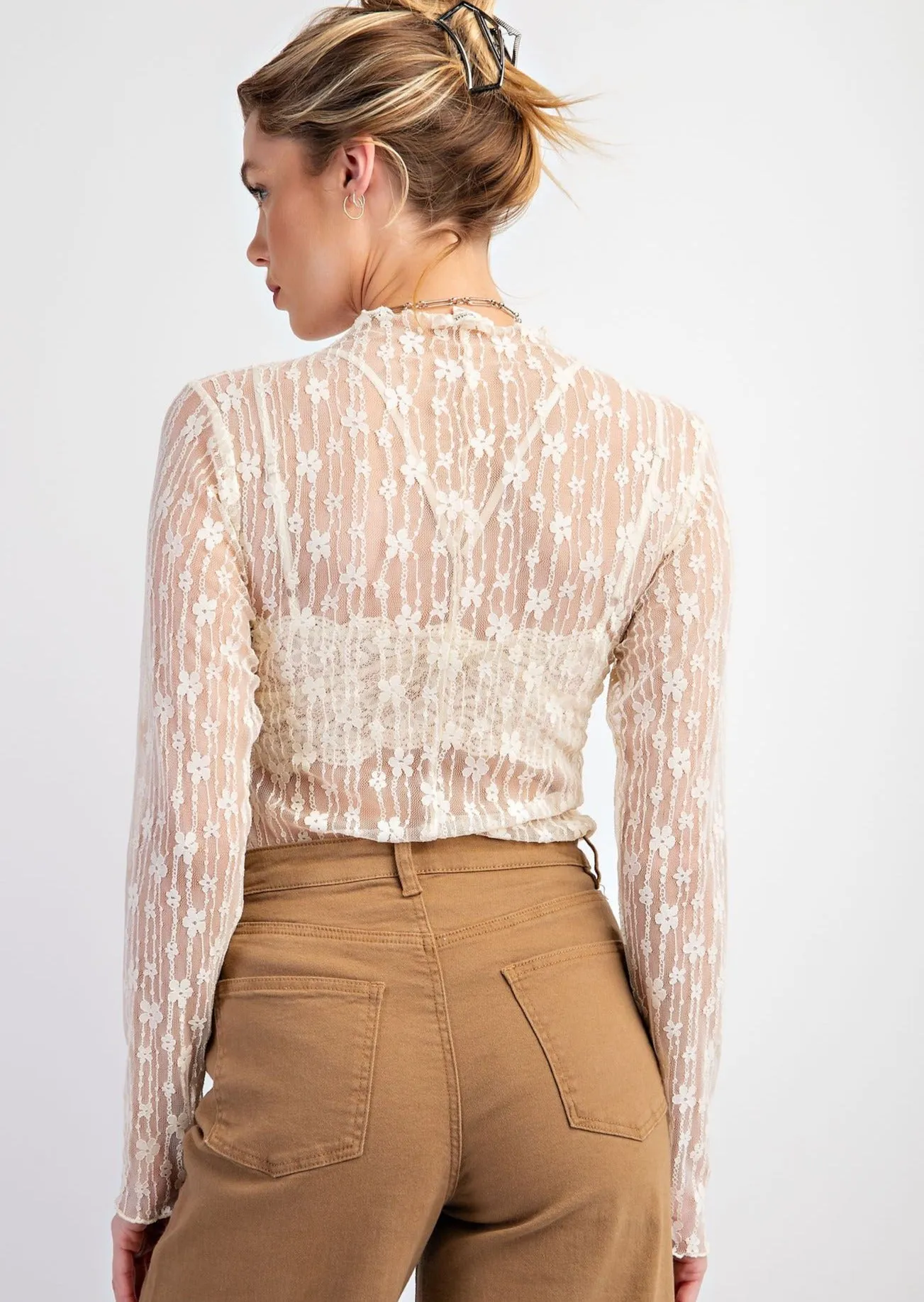 All Over Floral Lace Layering Top #684  Ivory