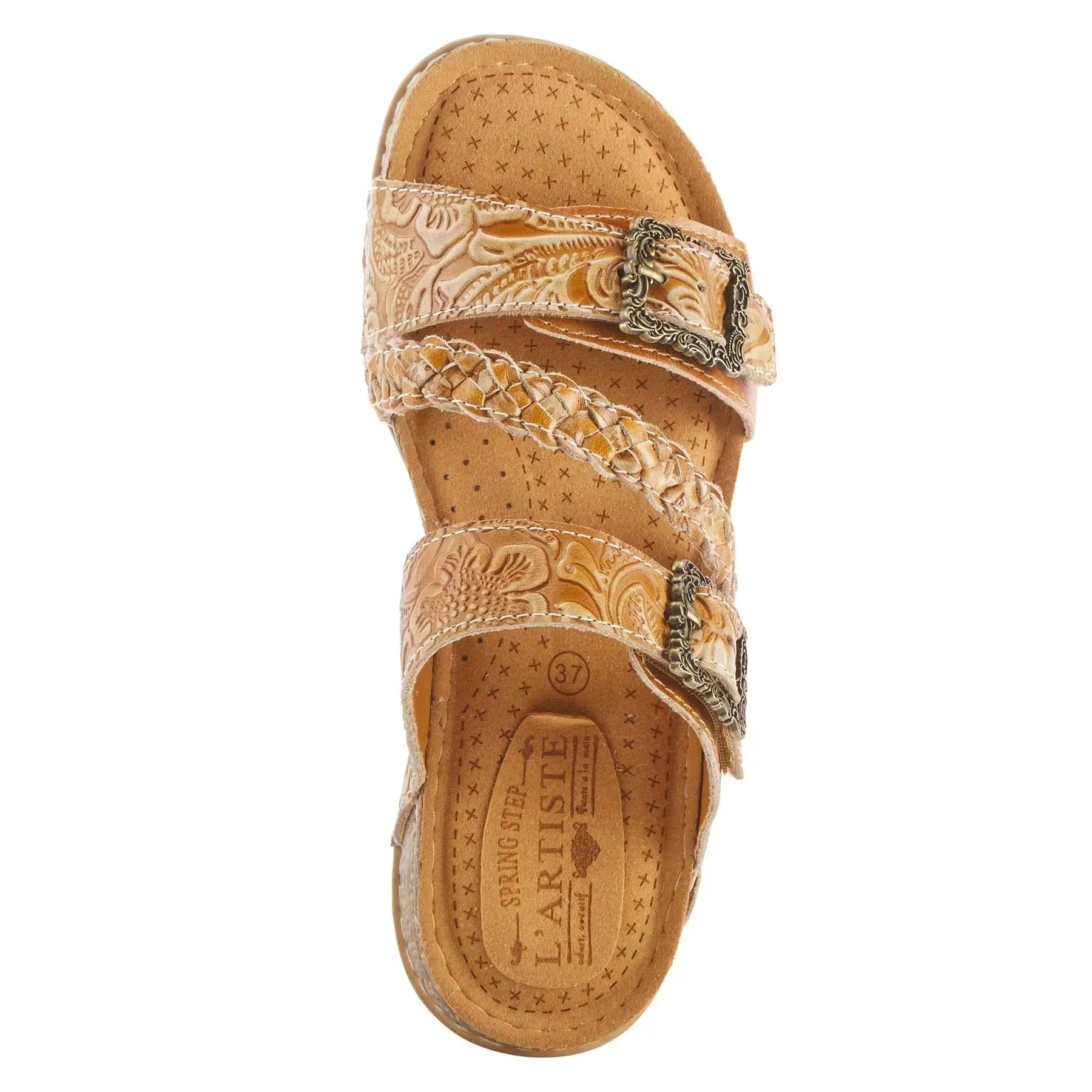 ASTRA SLIDE SANDALS L'ARTISTE - TAN LEATHER