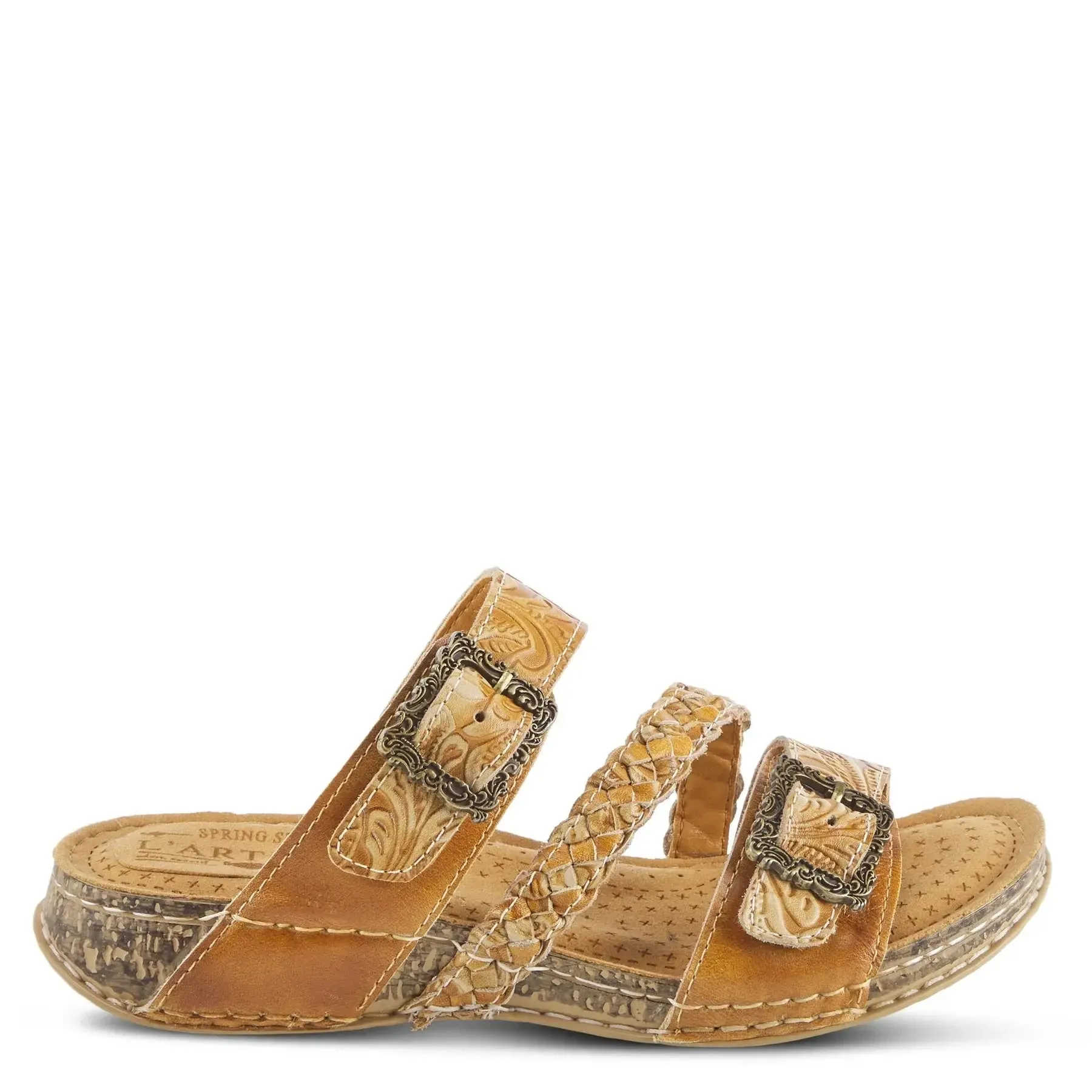 ASTRA SLIDE SANDALS L'ARTISTE - TAN LEATHER