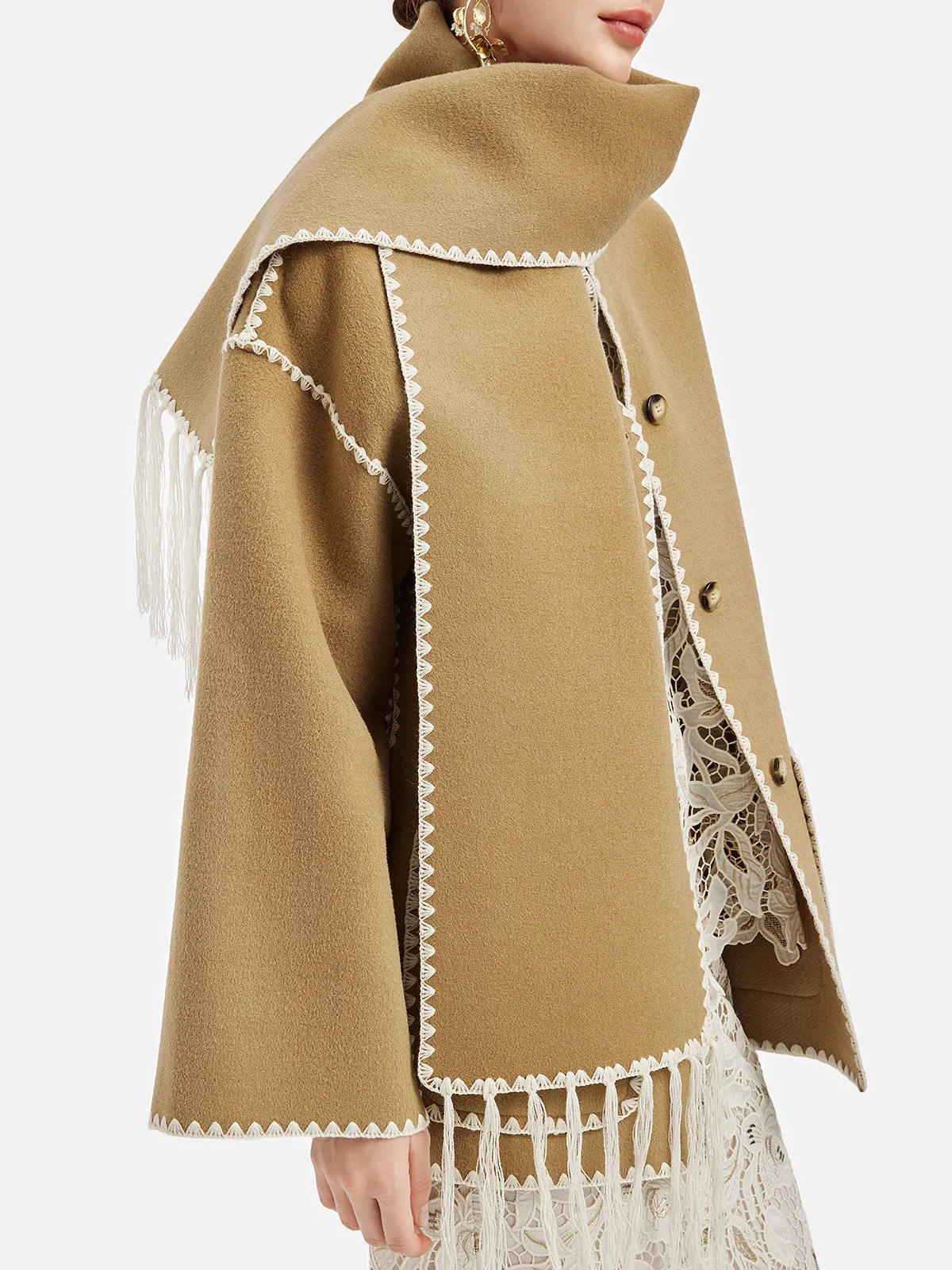 Australian Cashmere Shell Embroidered Coat