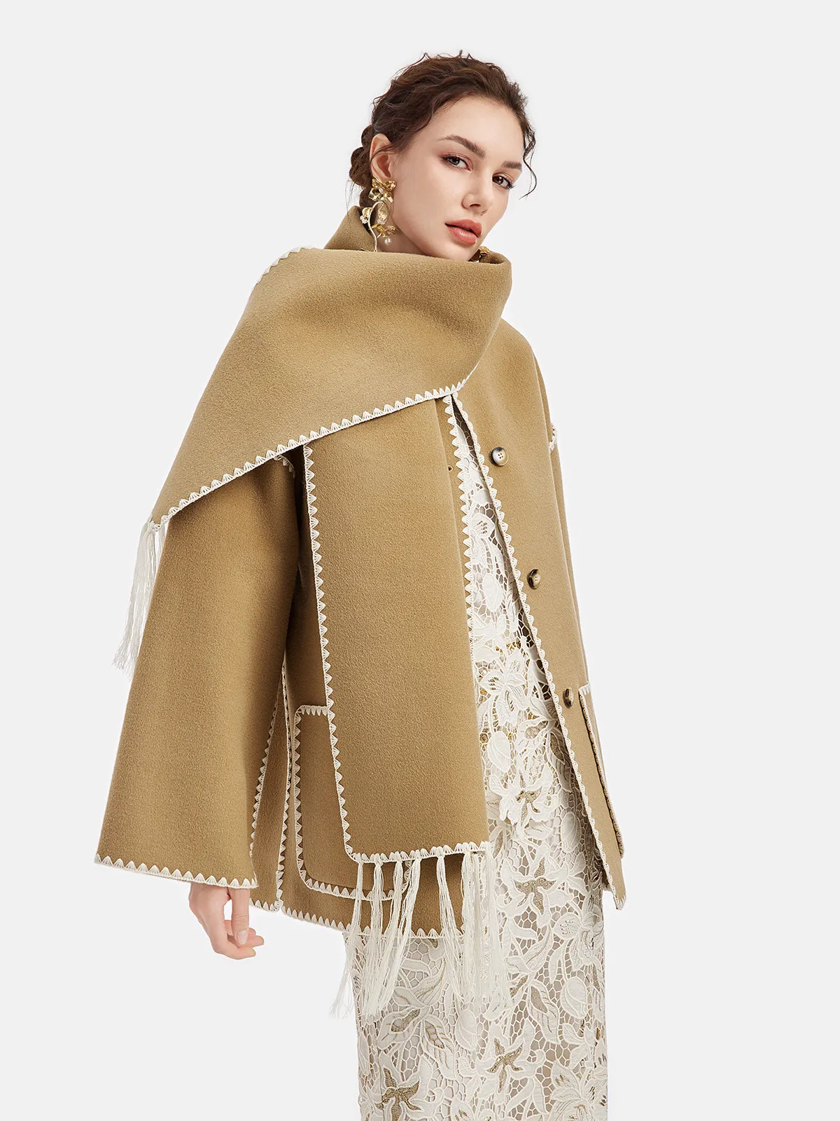 Australian Cashmere Shell Embroidered Coat