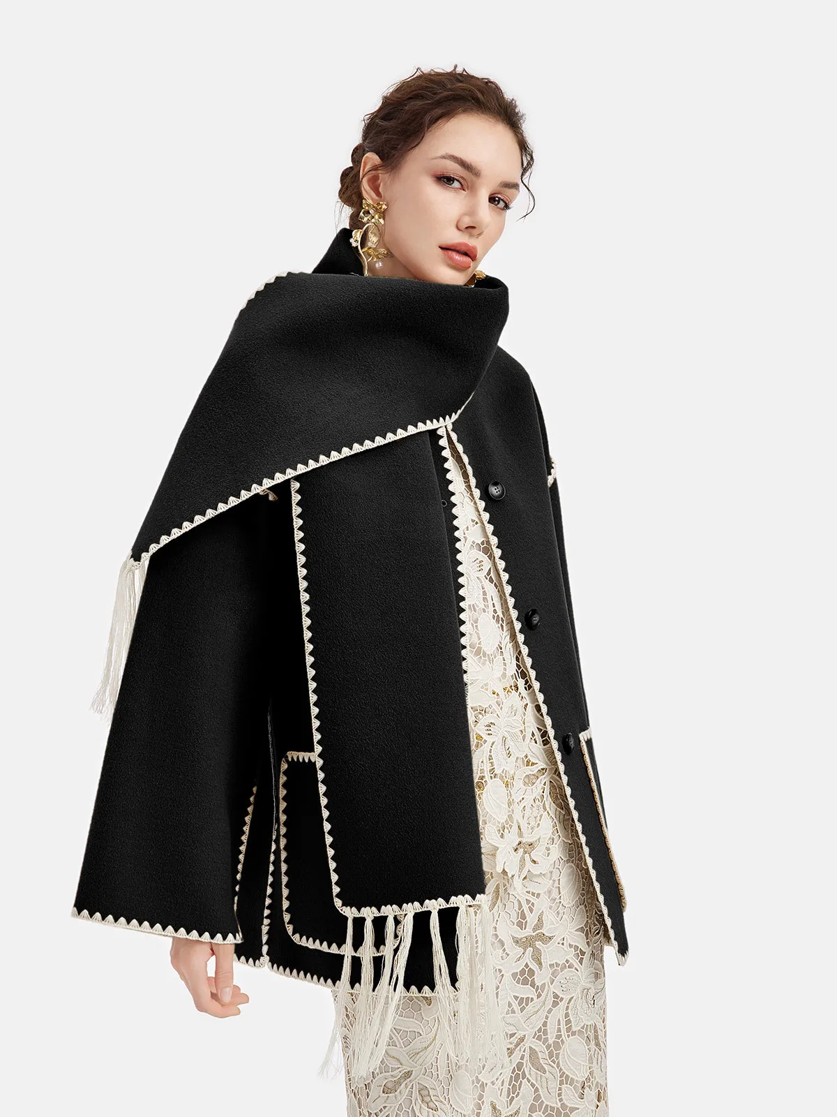 Australian Cashmere Shell Embroidered Coat