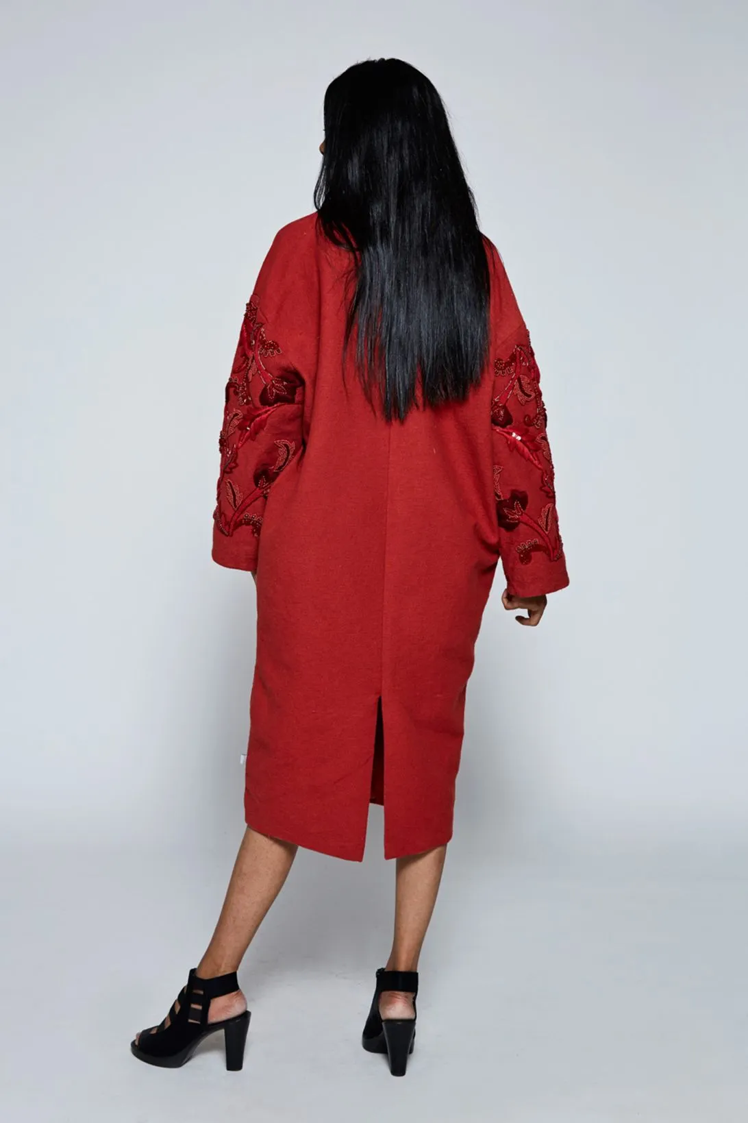 AZA Red Hand-Embroidered Coat