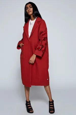 AZA Red Hand-Embroidered Coat