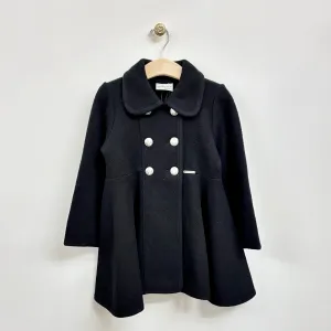 Black Boiled Wool Swing Coat