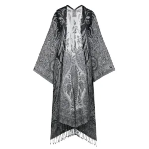 Black Persian Paisley Kimono Coat