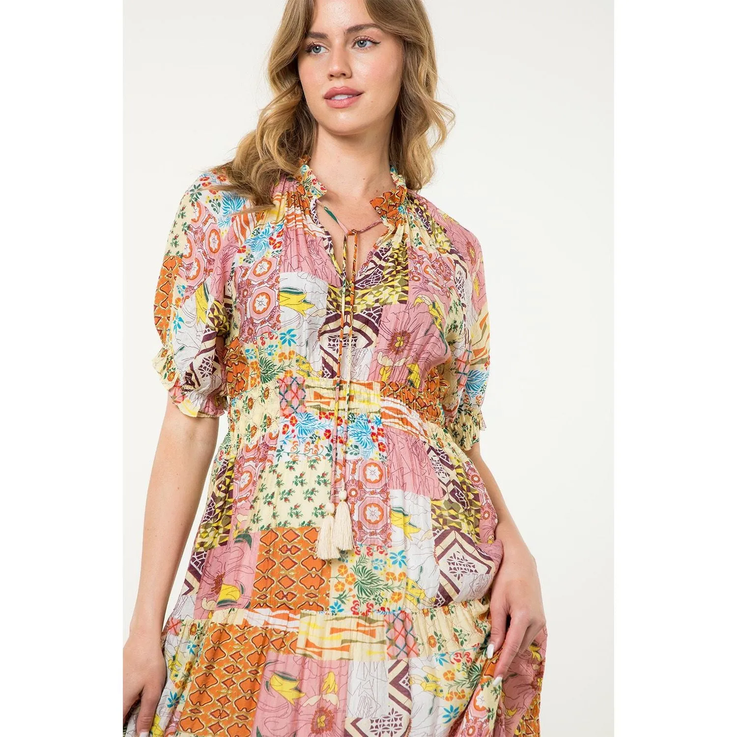 Cadence Short Sleeve Print THML Dress- SALE