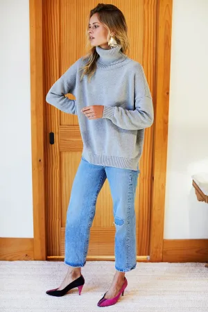 Carolyn Turtleneck Sweater Heather Grey Organic