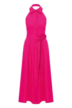 CARRIE BERRY PINK LINEN MAXI DRESS