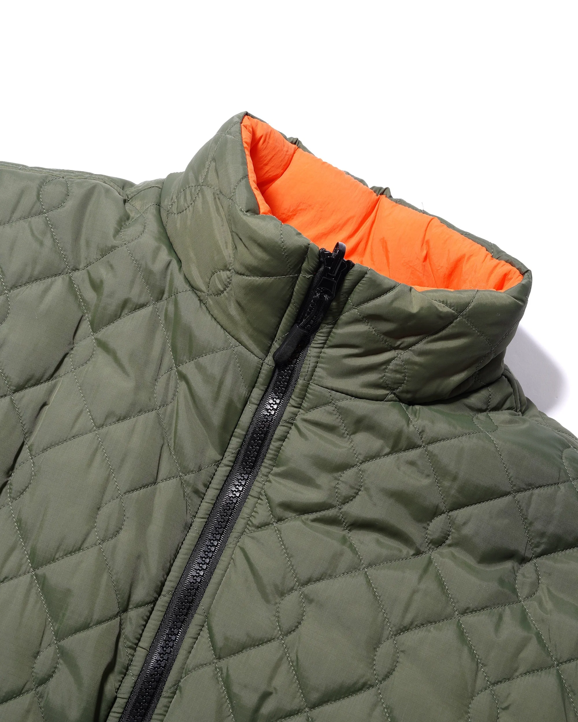 Chainlink Reversible Puffer Jacket, Army / Orange