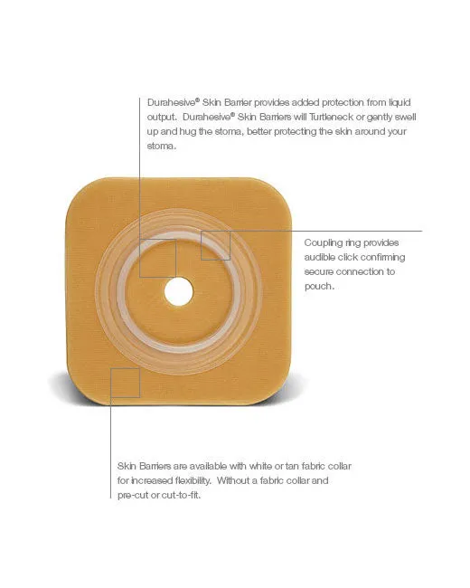 Convatec Natura 2-Piece Durahesive Flexible Skin Barrier - 10 per box, CUT TO FIT 13MM - 57MM (1/2" - 2 1/4"), WITH TAPE / WHITE