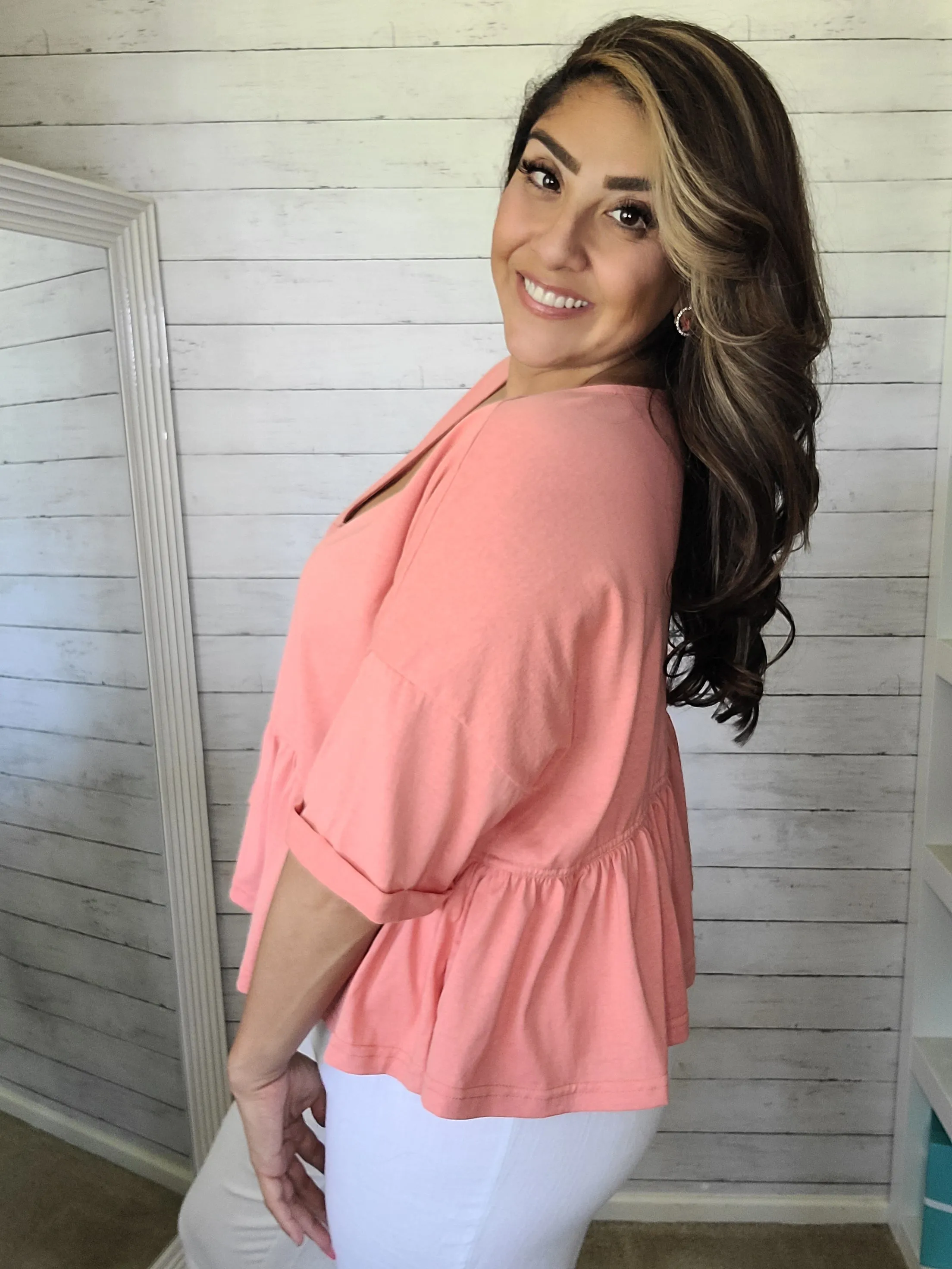 Coral Babydoll Top