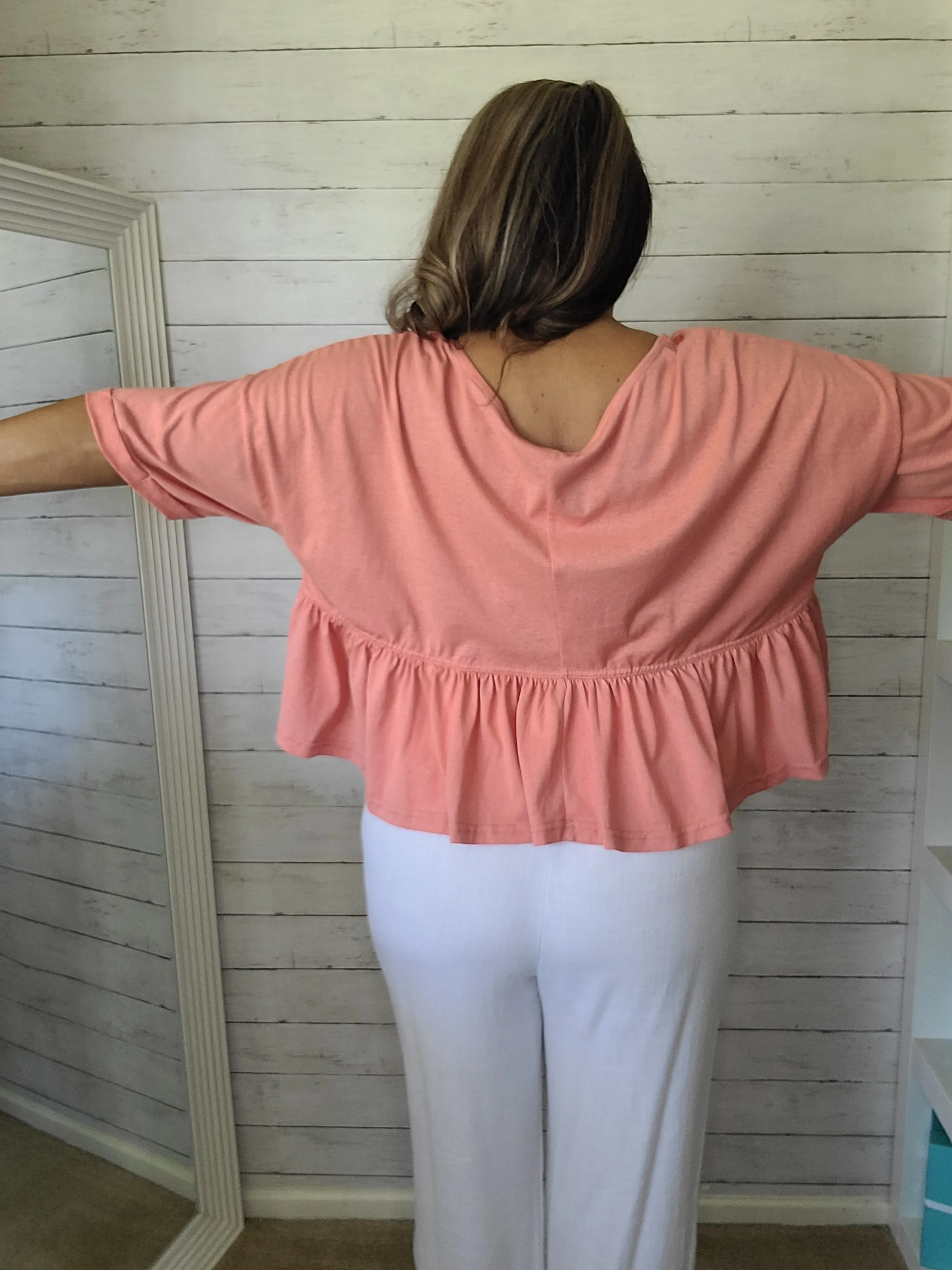 Coral Babydoll Top