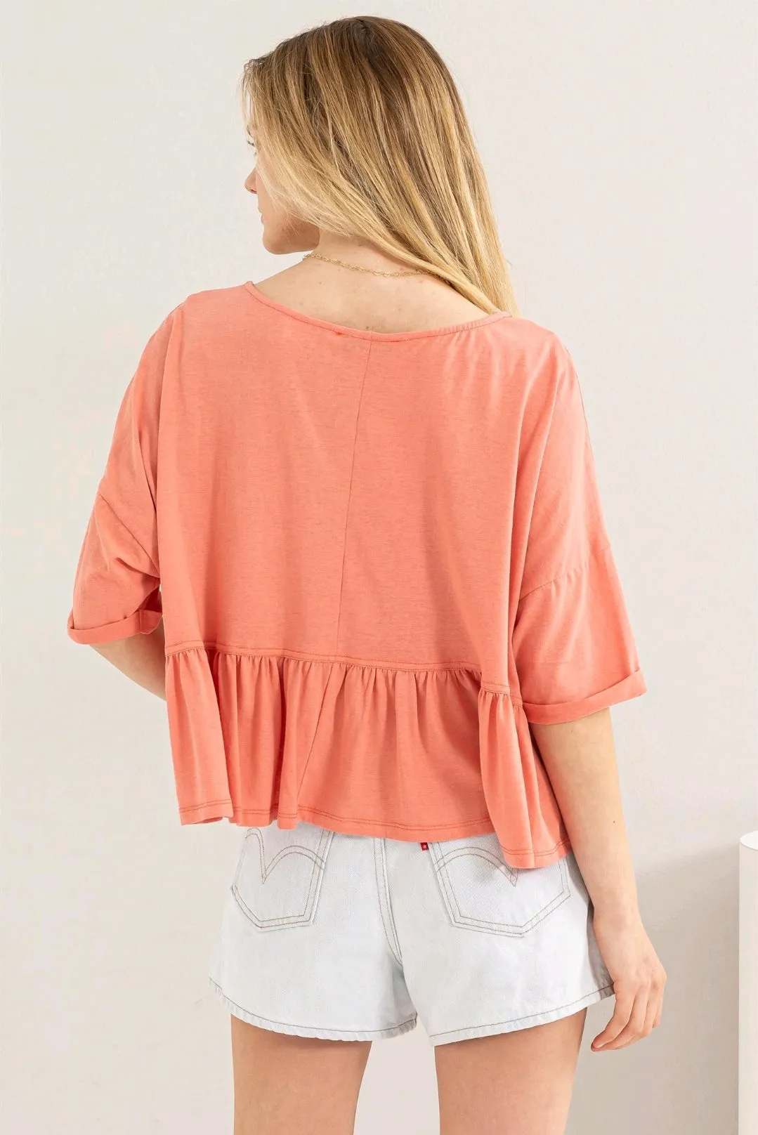 Coral Babydoll Top