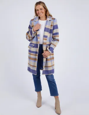 Cove Check Coat Navy Hydrangea Cream