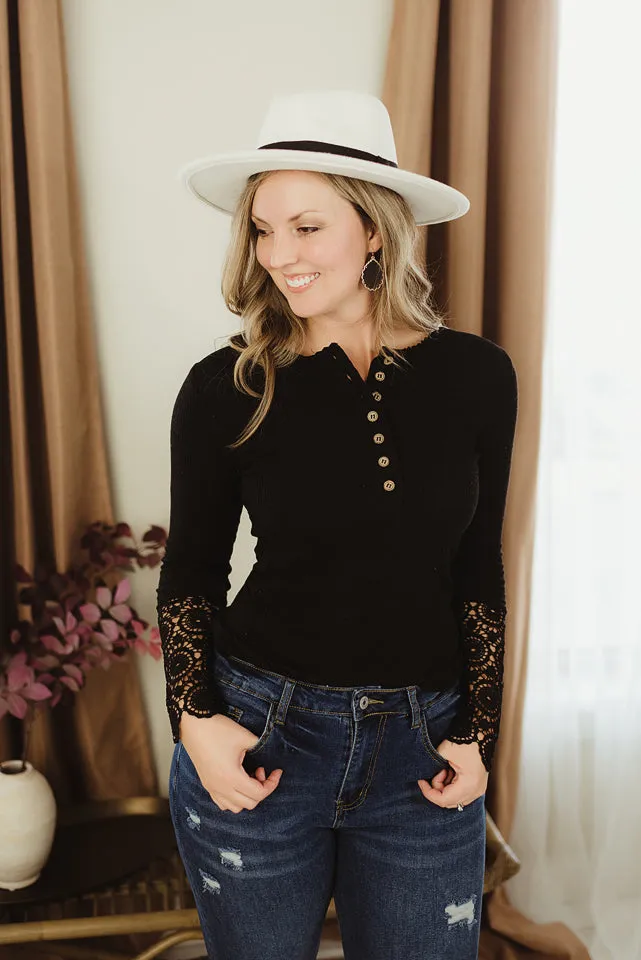 Crochet Lace Button Top