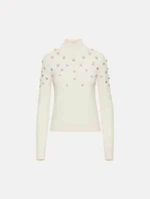 Crystal Embroidered Turtleneck