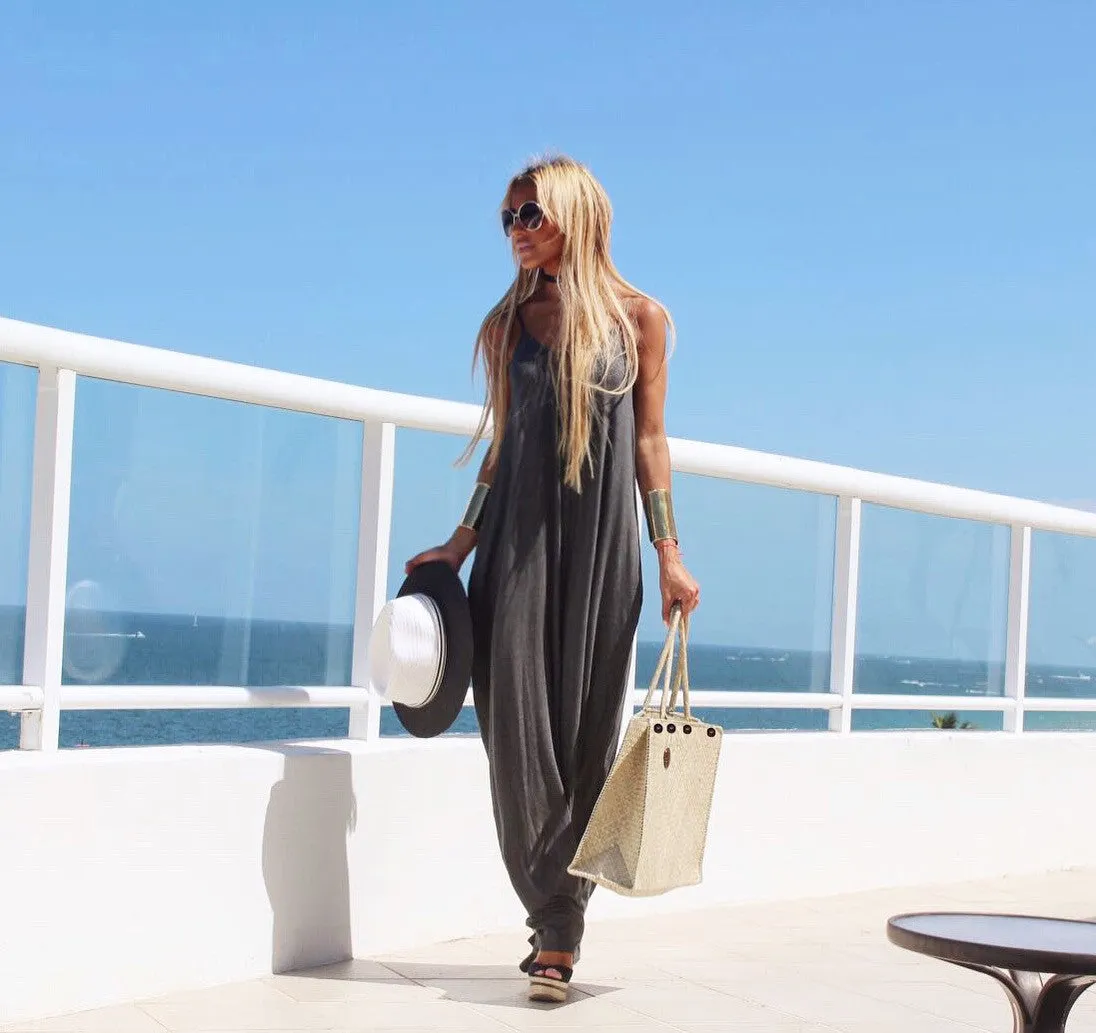 Dark Gray Maxi Dress - The Santorini