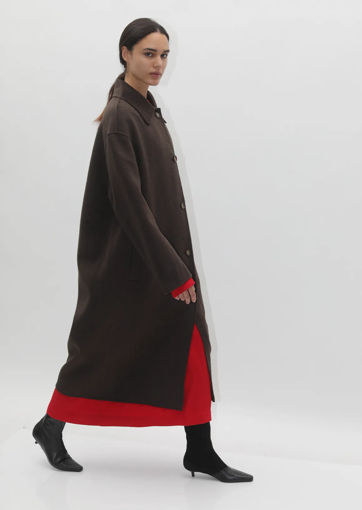 Doublé Wool Car Coat — Chocolate Melange