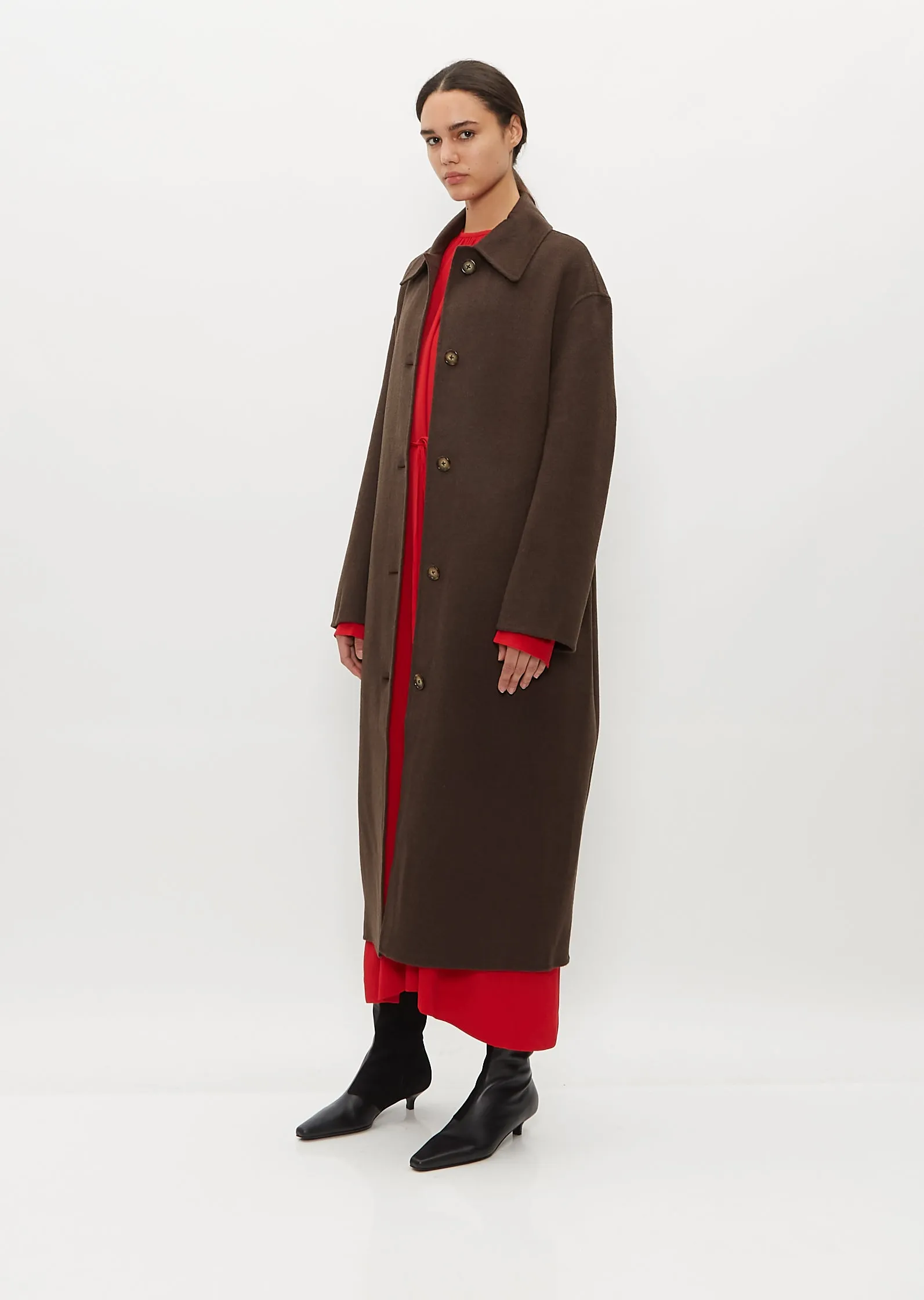 Doublé Wool Car Coat — Chocolate Melange