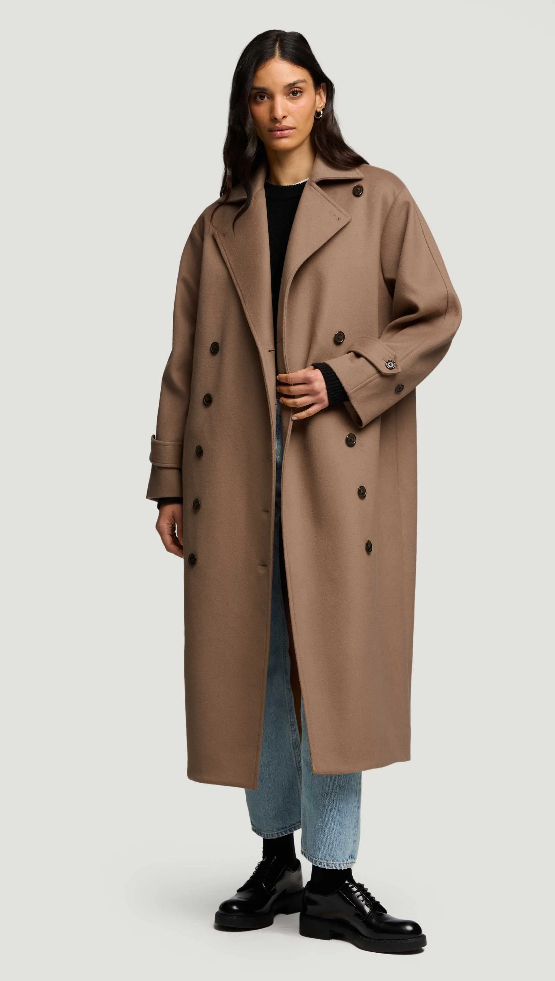 Double-Breasted Coat in Wool-Cashmere | Camel