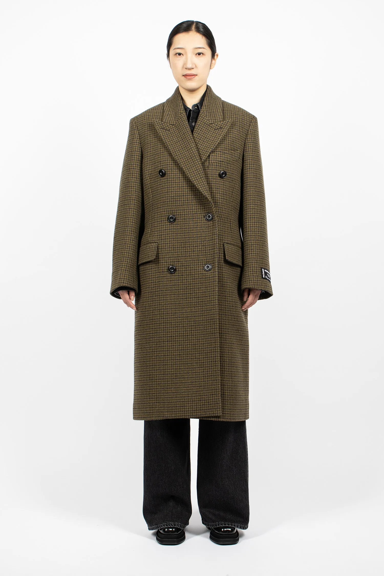 Double-Breasted Wool Coat Khaki Green