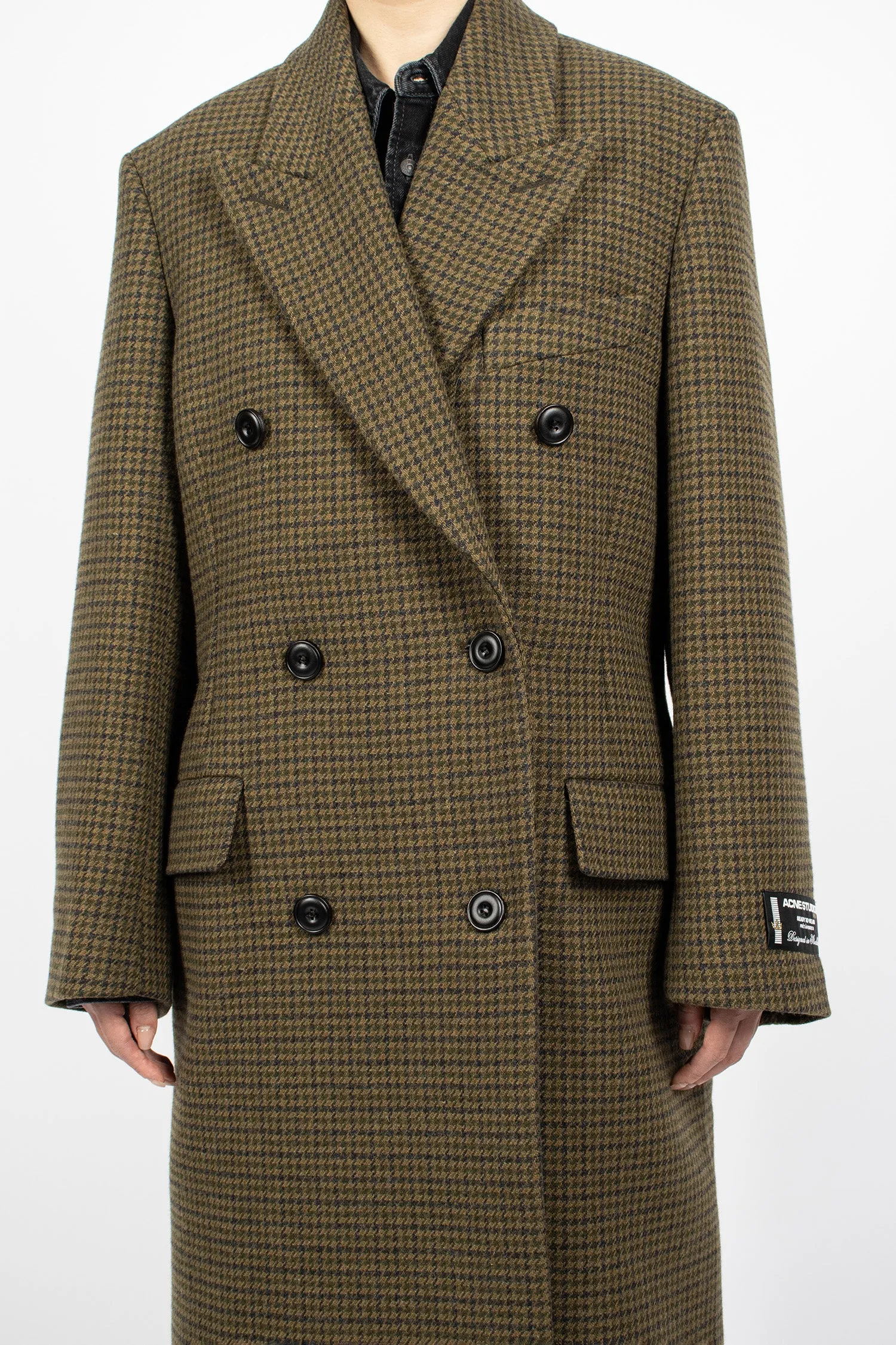 Double-Breasted Wool Coat Khaki Green