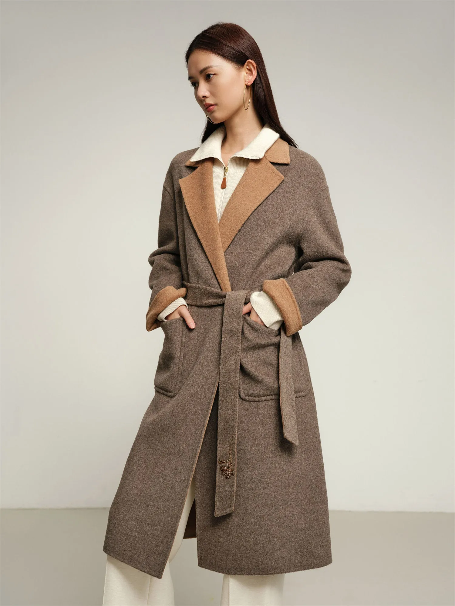 EP YAYING Yak Wool Double-Sided Wool Coat