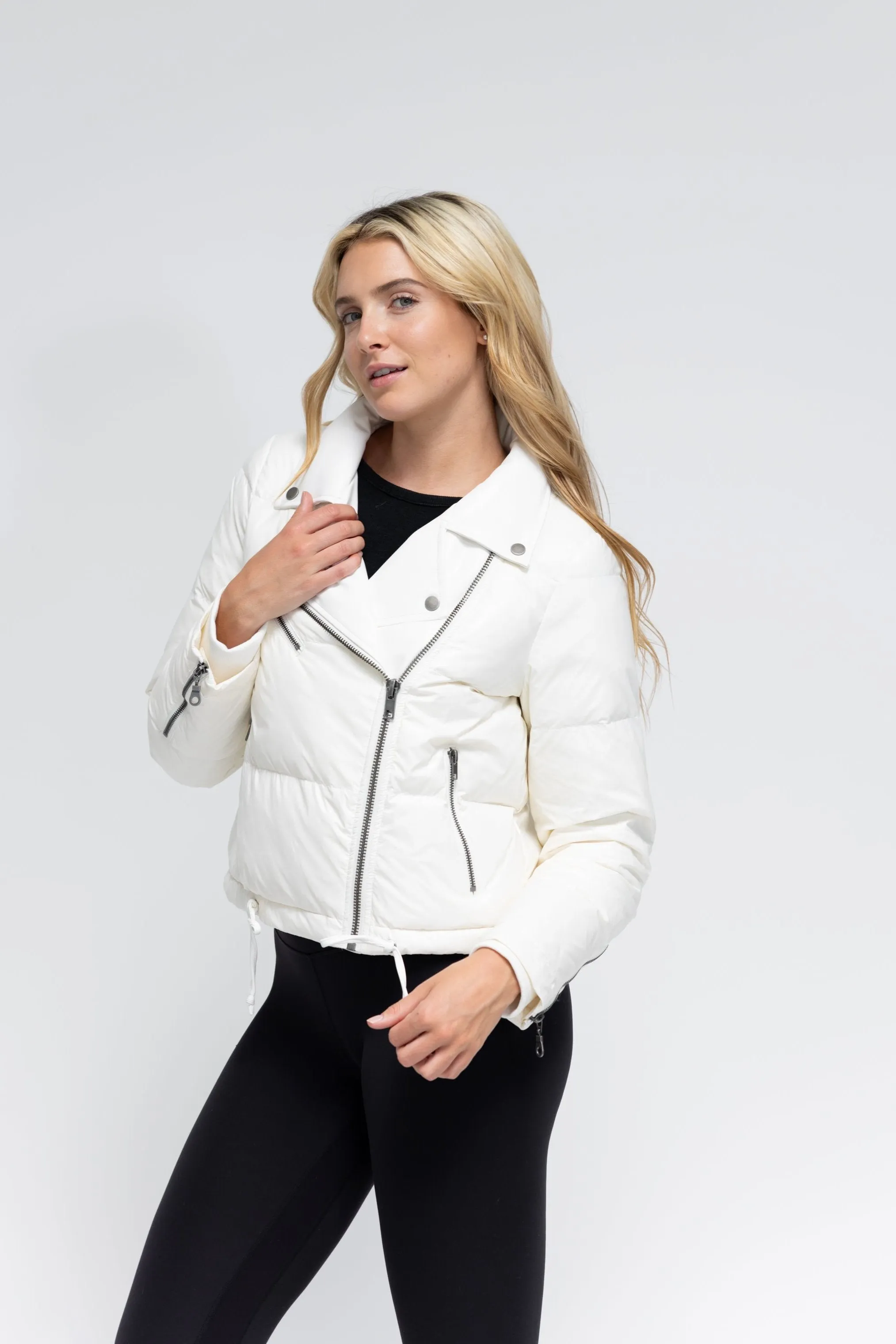 Faux Leather Moto Puffer