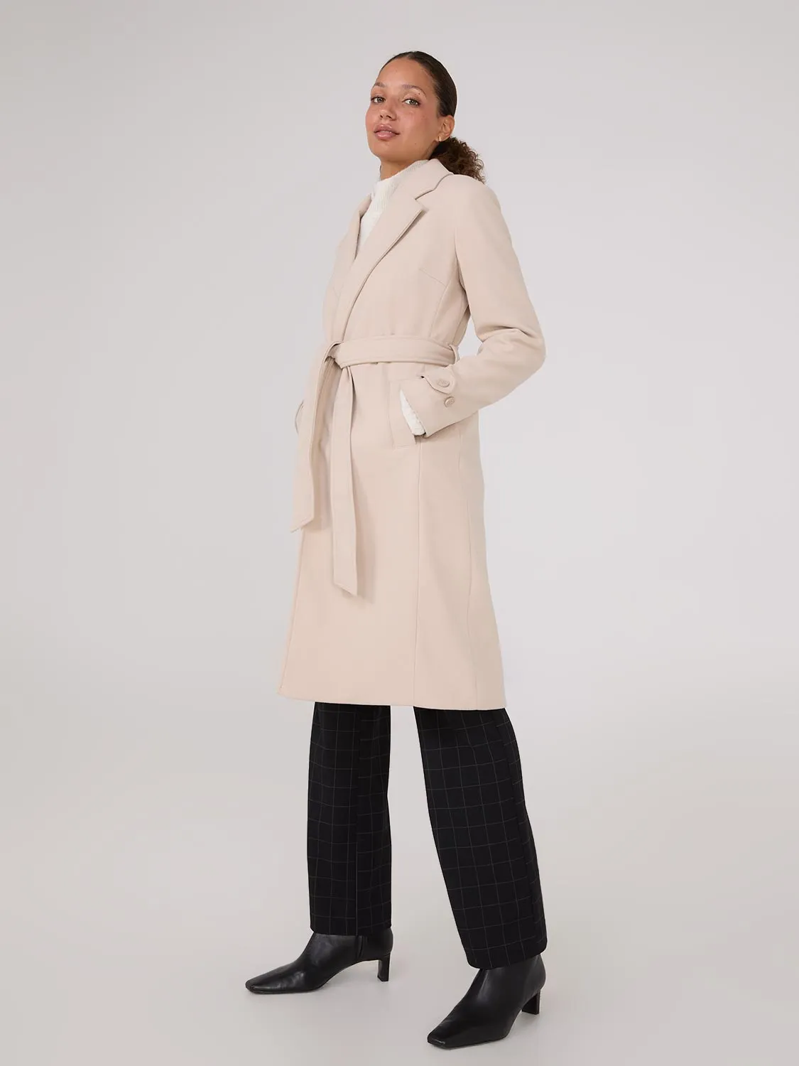 Faux Wool Wrap Coat