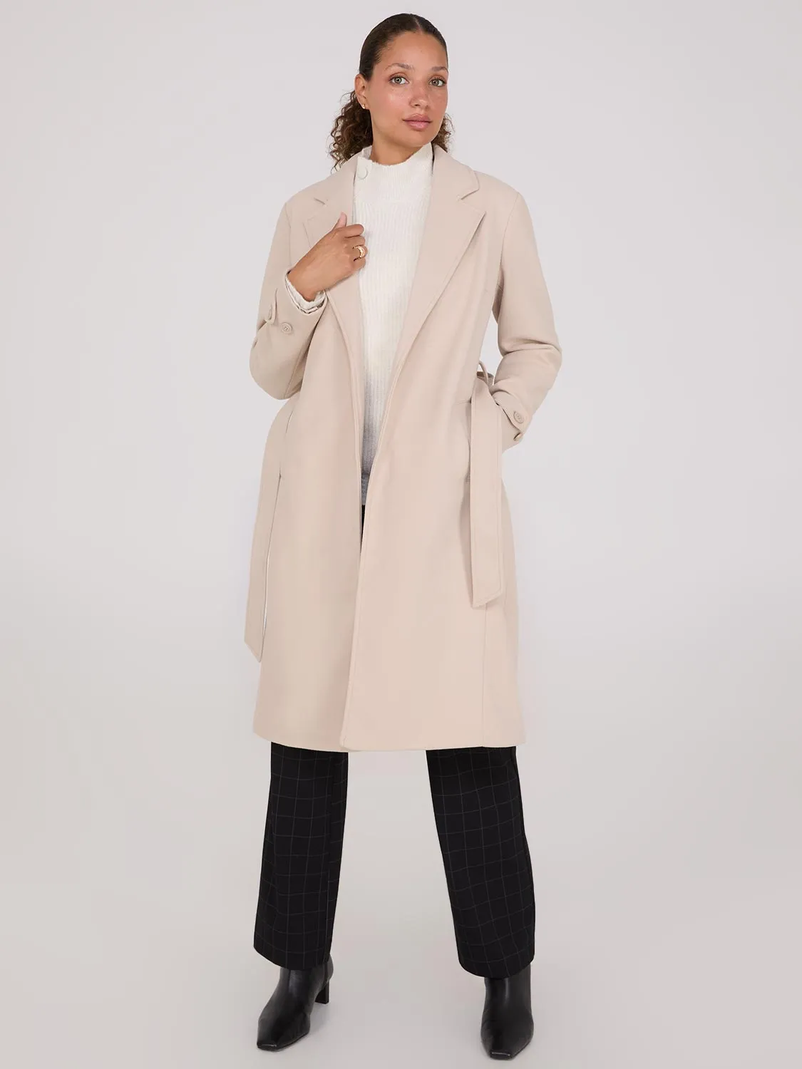 Faux Wool Wrap Coat