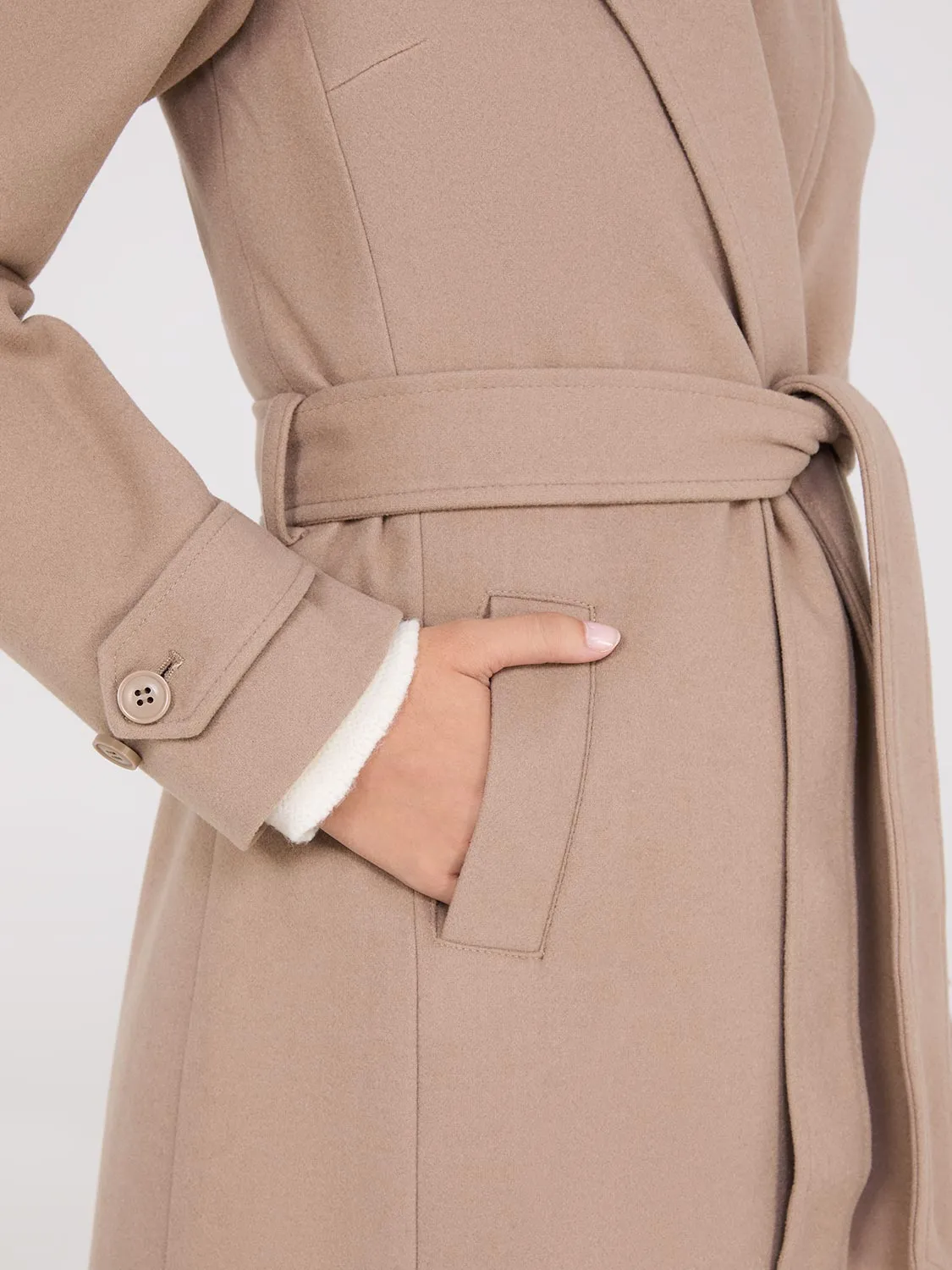 Faux Wool Wrap Coat