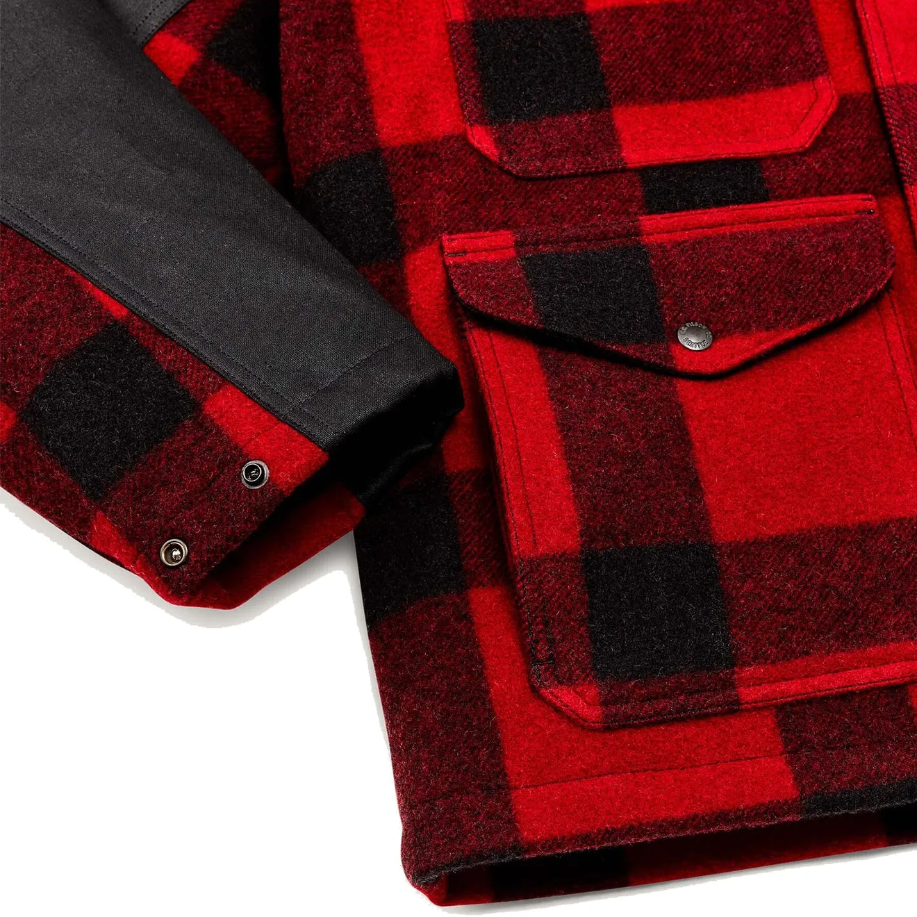 Filson Mackinaw Wool Double Coat Red Black Classic Plaid