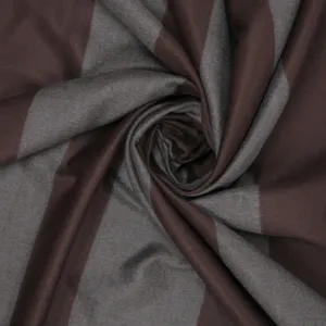 Grey and Burgundy Striped Silk & Wool Blend Fabric