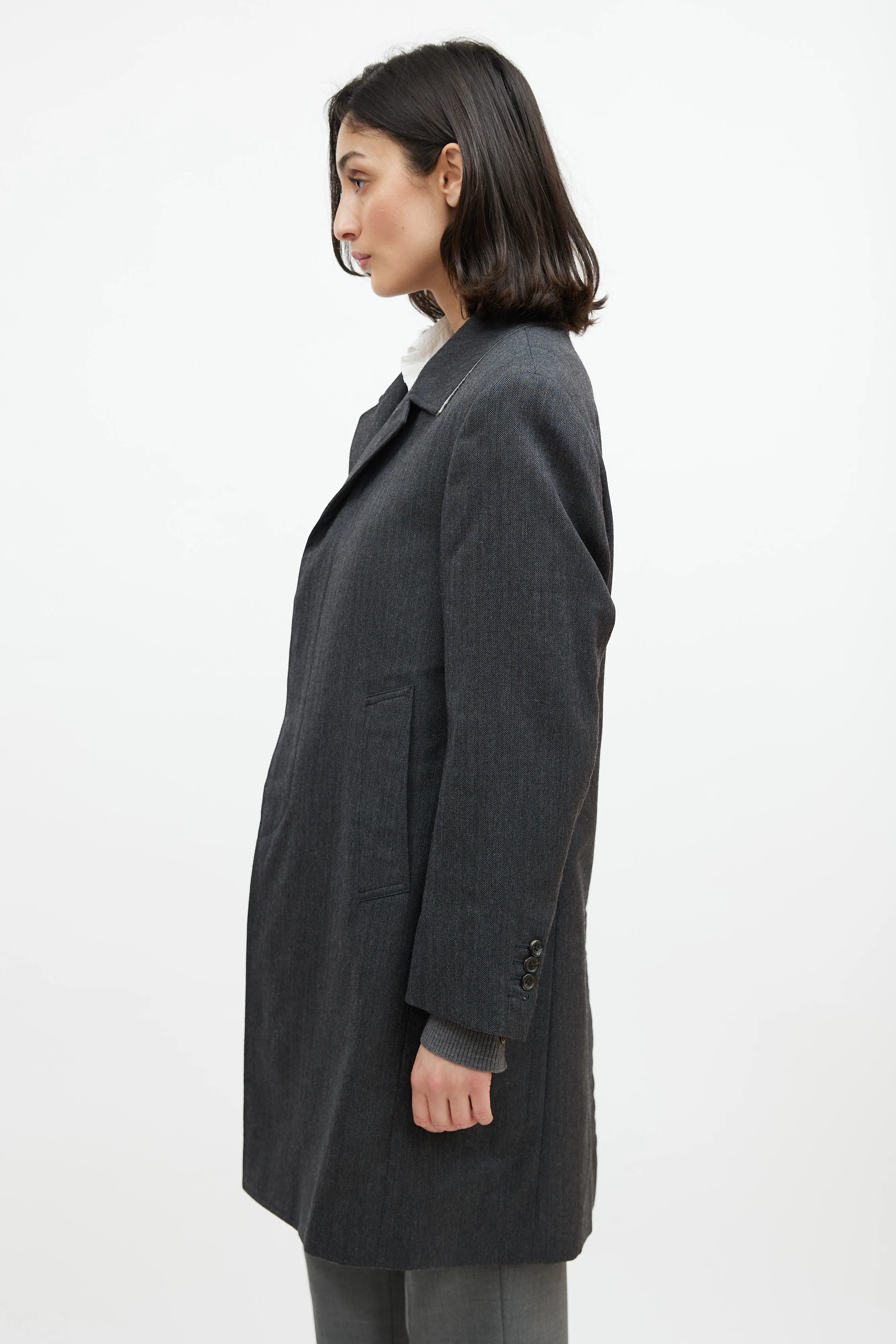 Grey Wool Tweed Coat