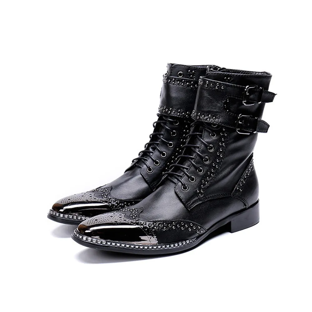 High Top Men Boots Monk Strap