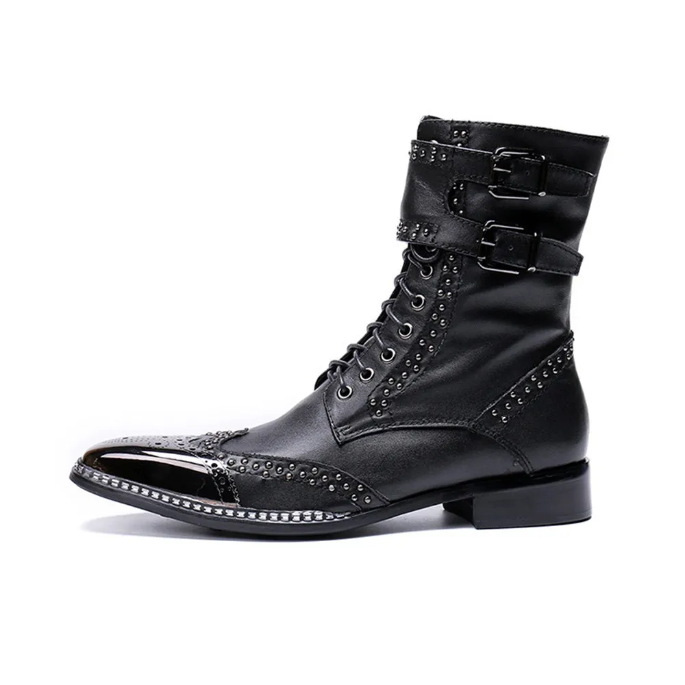 High Top Men Boots Monk Strap