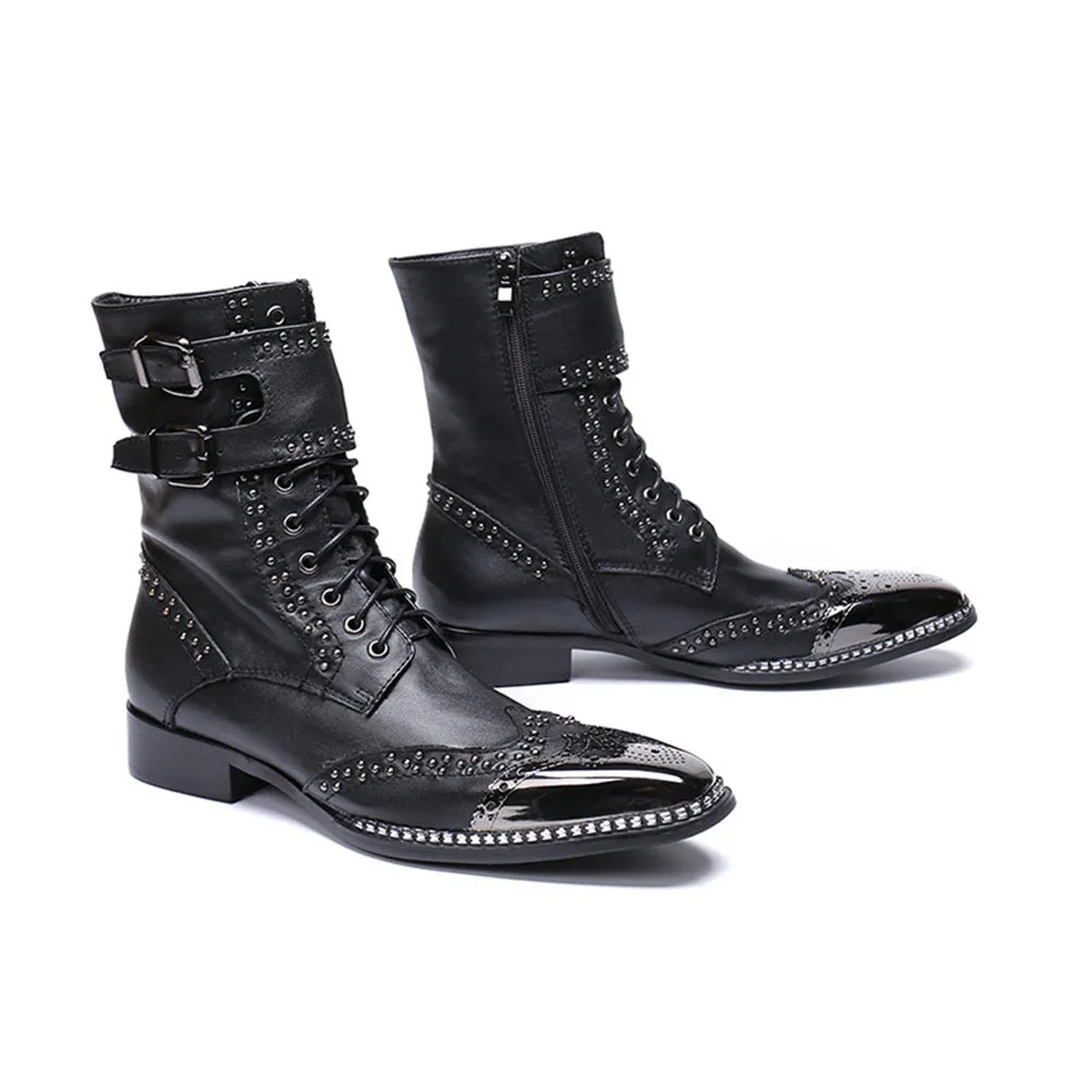 High Top Men Boots Monk Strap