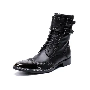 High Top Men Boots Monk Strap