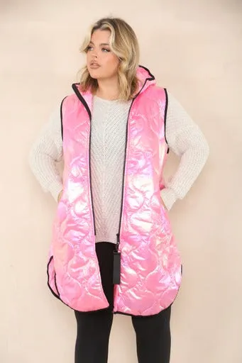 Holographic Zipper Puffer Jacket