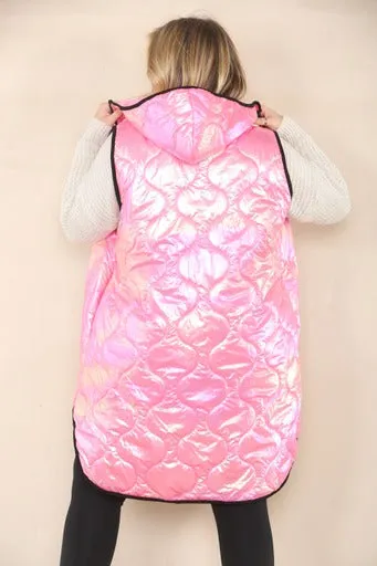 Holographic Zipper Puffer Jacket