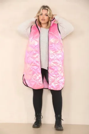 Holographic Zipper Puffer Jacket