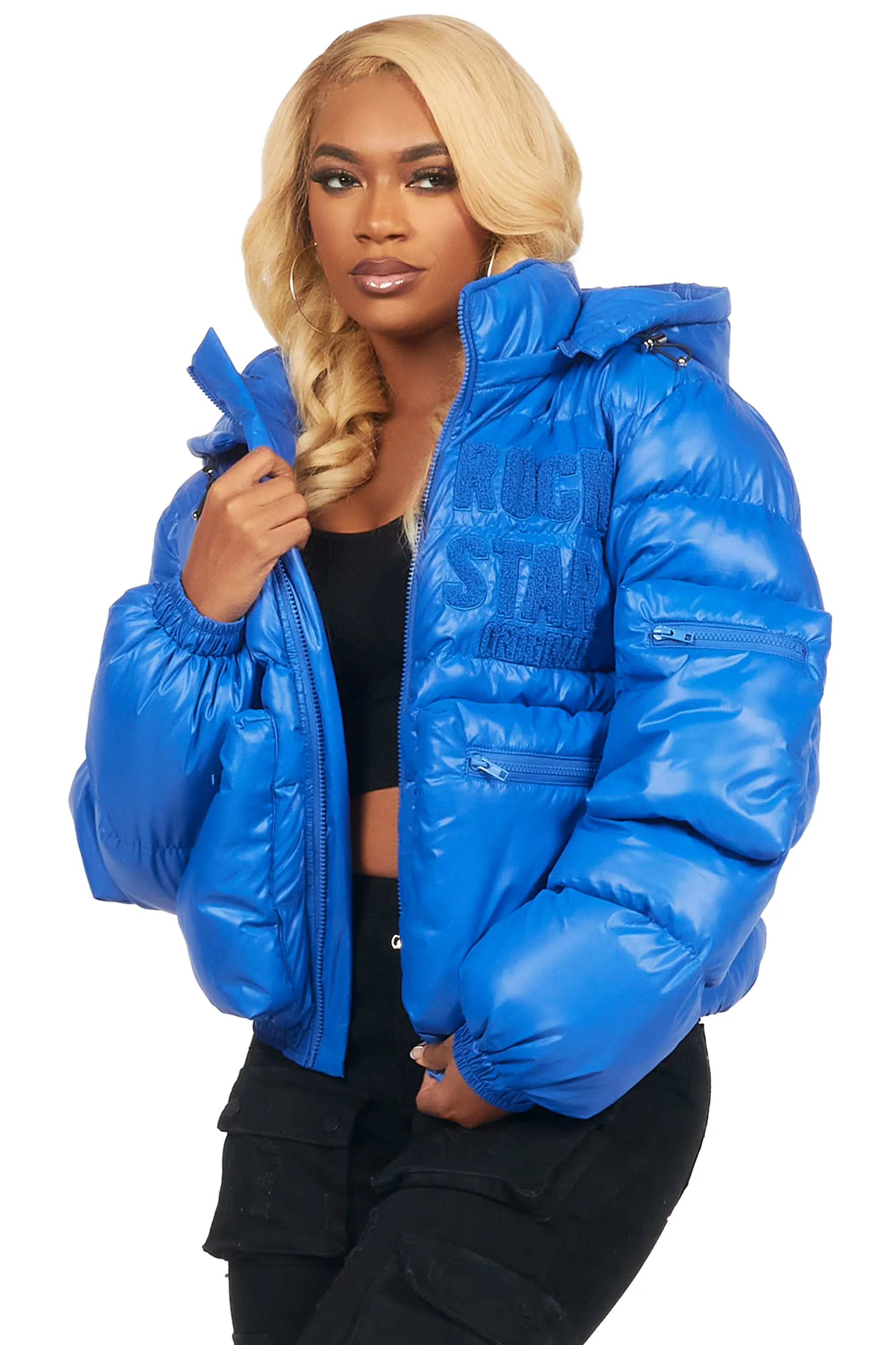 Keisha Royal Blue Cargo Puffer Jacket