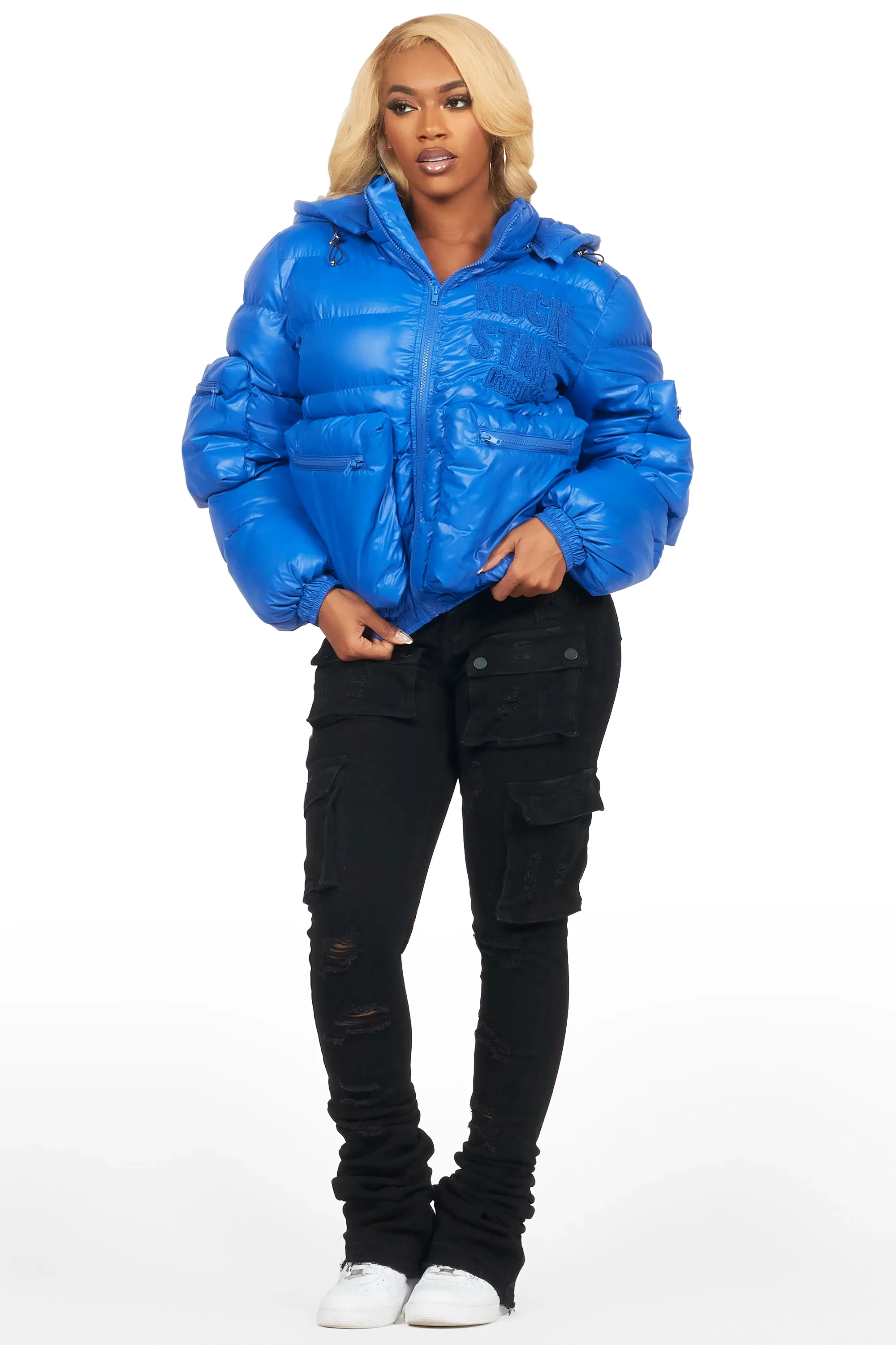 Keisha Royal Blue Cargo Puffer Jacket