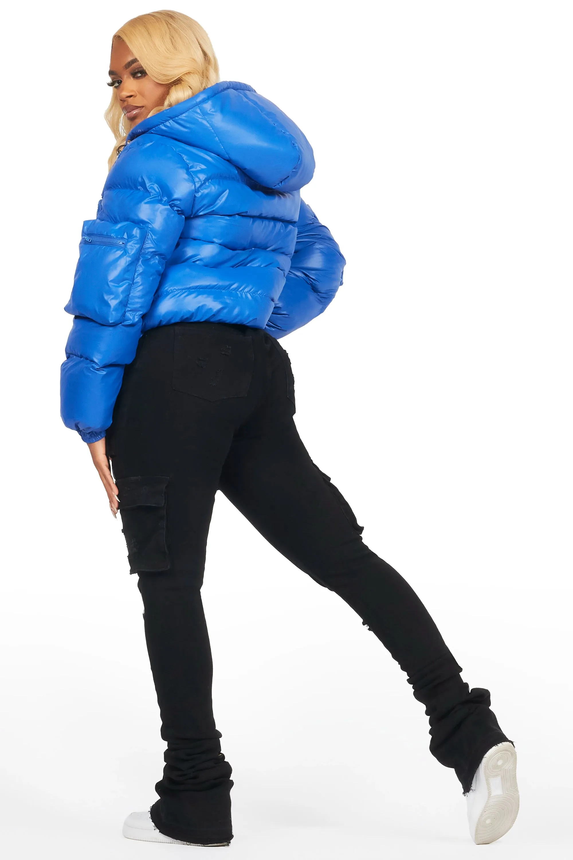 Keisha Royal Blue Cargo Puffer Jacket