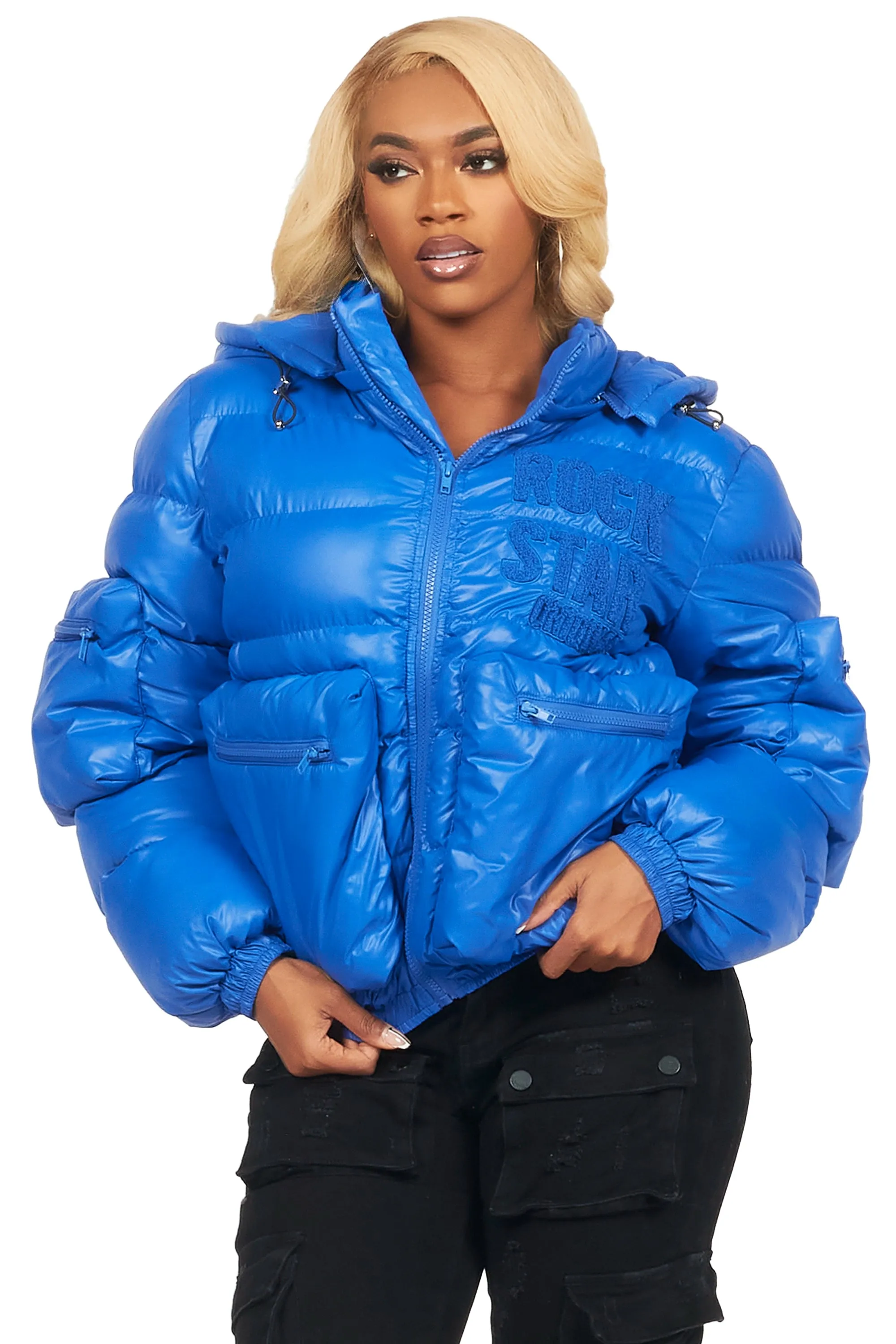 Keisha Royal Blue Cargo Puffer Jacket