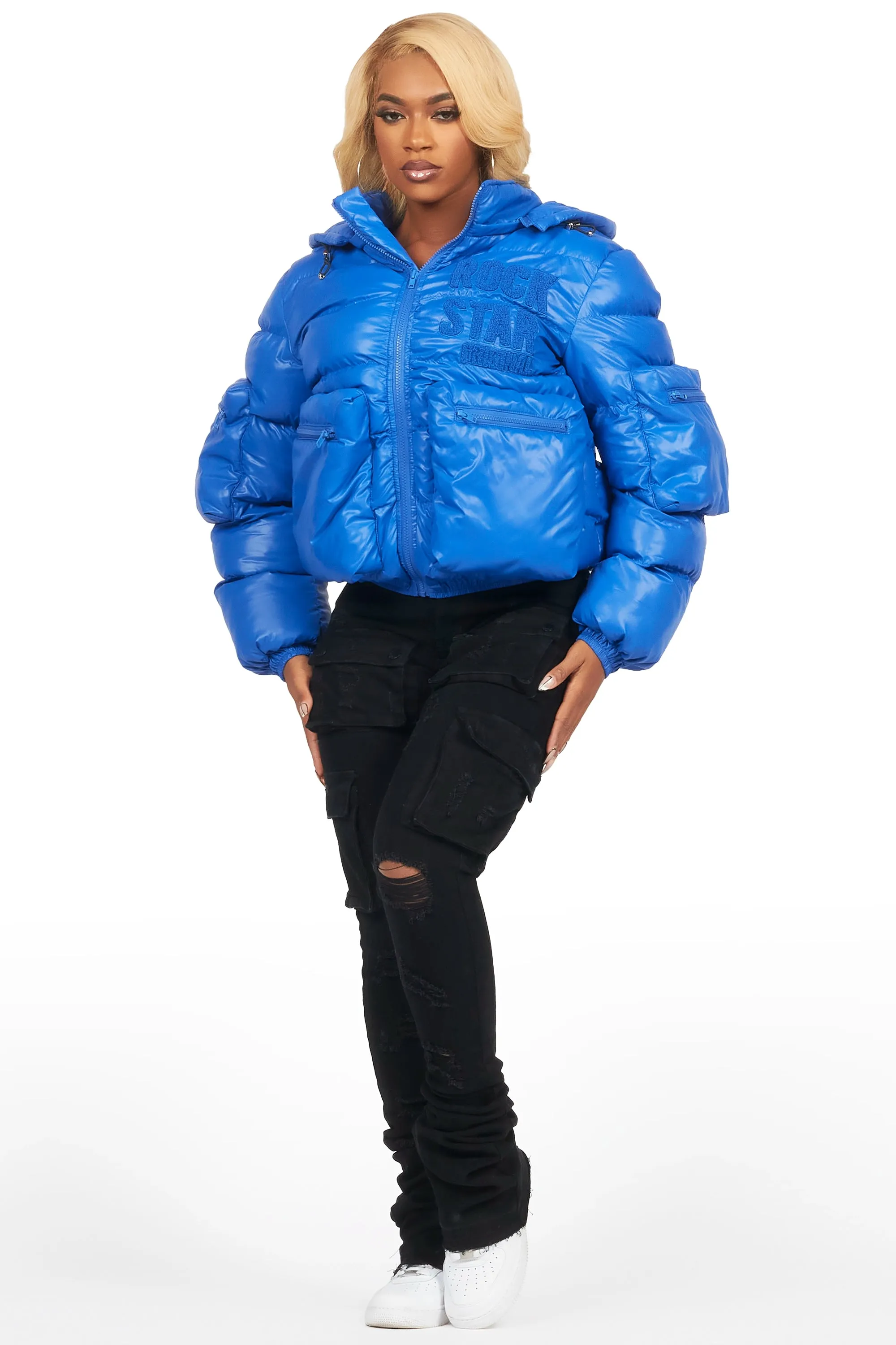 Keisha Royal Blue Cargo Puffer Jacket