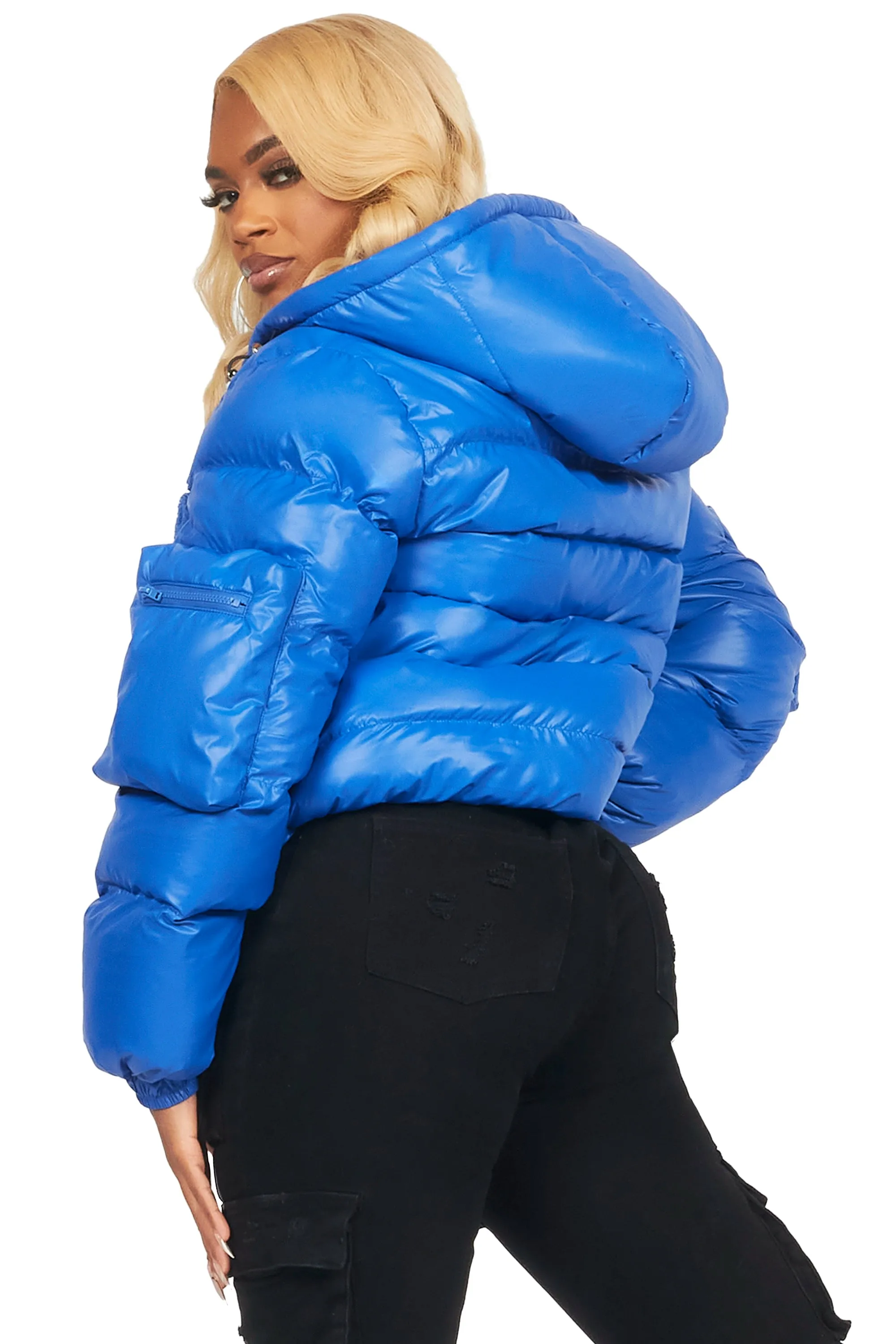 Keisha Royal Blue Cargo Puffer Jacket